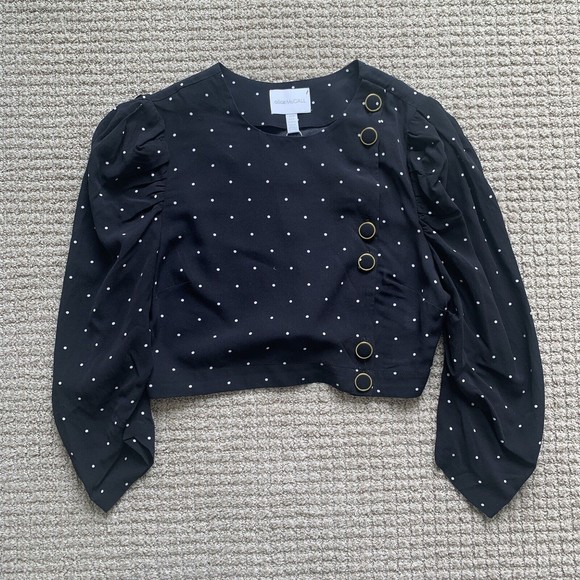 Alice McCall Oscar Top Size 4 NWT $245 Polka Dots Puff Sleeves Button Front - Picture 5 of 7